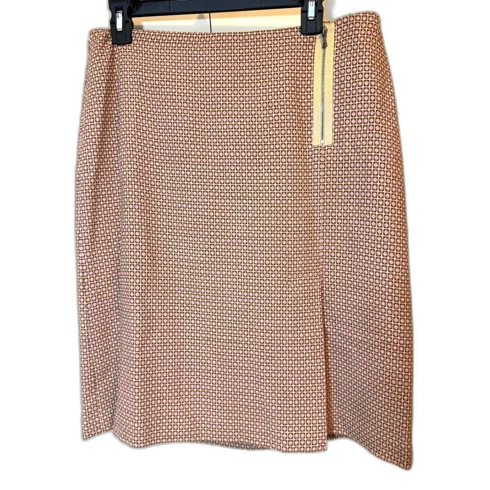 ANN TAYLOR Skirt sz10 Mini Pink Ivory Wool Blend Lined Side Zip